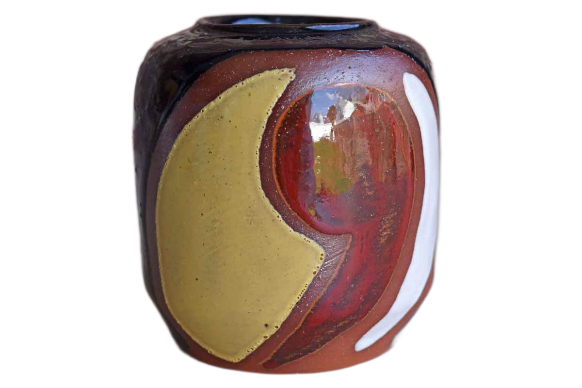 Ceramica Trebol Clover Pottery (Domican Republic) Stoneware Vase with Modernist Designs
