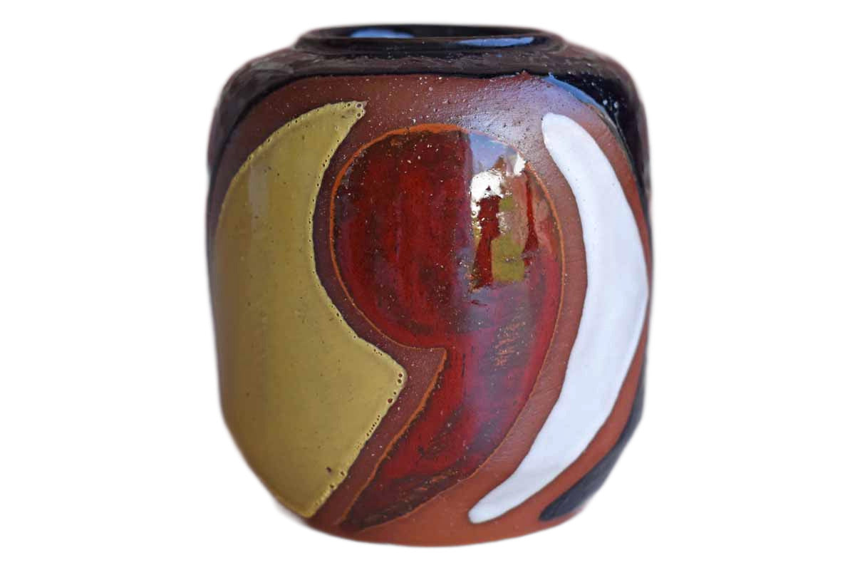 Ceramica Trebol Clover Pottery (Domican Republic) Stoneware Vase with Modernist Designs