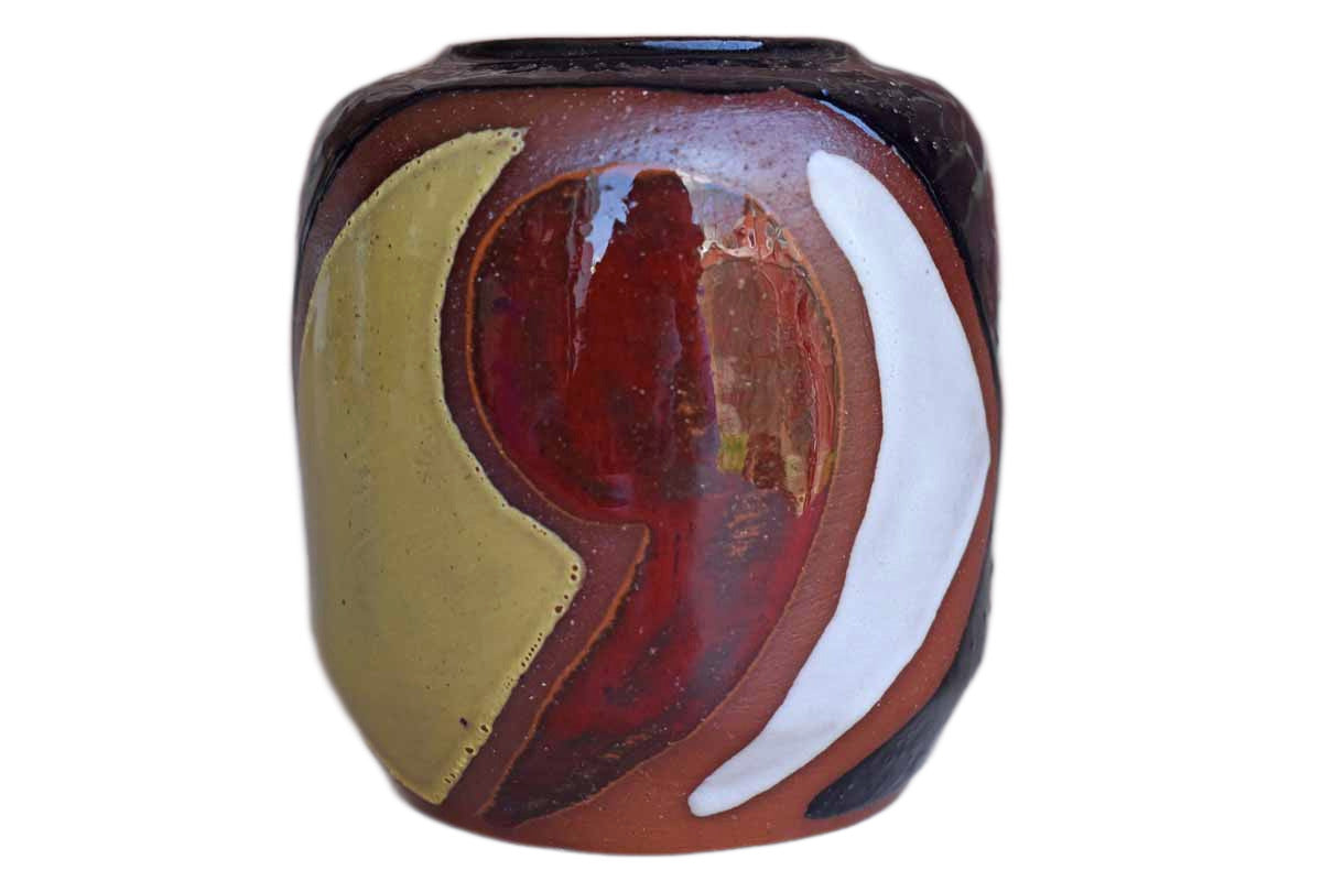 Ceramica Trebol Clover Pottery (Domican Republic) Stoneware Vase with Modernist Designs