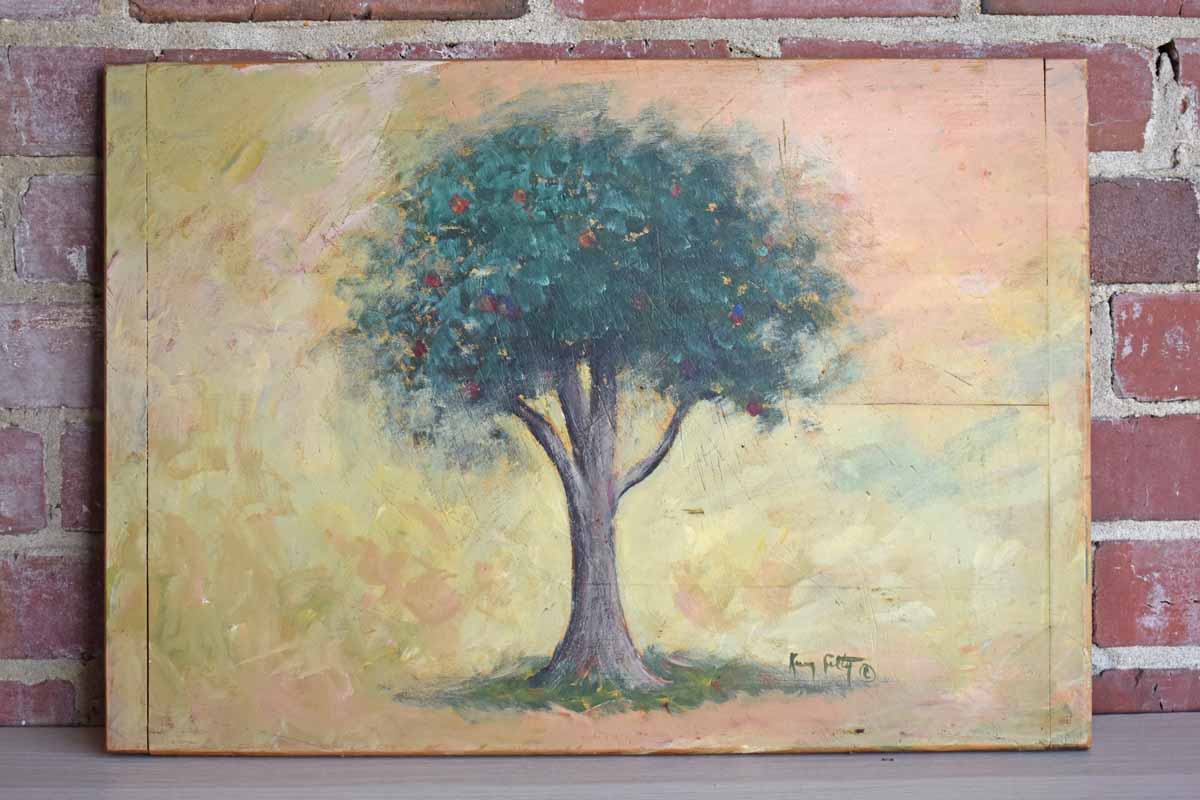 Unique Apple Tree Hand Painted on an Old Cutting Board (PICKUP ONLY)