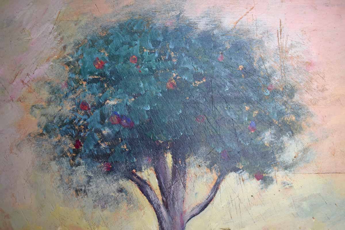 Unique Apple Tree Hand Painted on an Old Cutting Board (PICKUP ONLY)