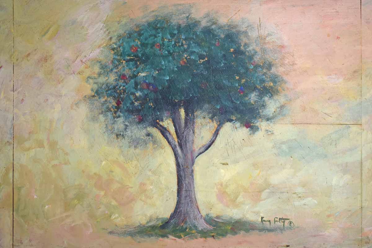 Unique Apple Tree Hand Painted on an Old Cutting Board (PICKUP ONLY)