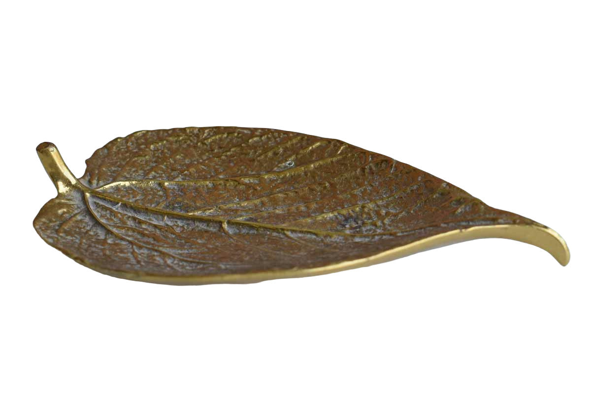 Virginia Metalcrafters Solid Brass Leaf-Shaped Dish