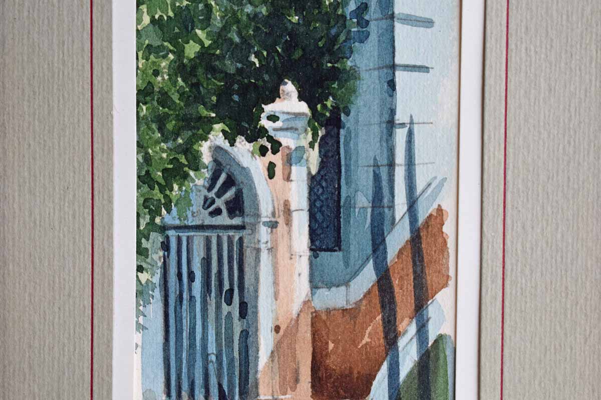 Watercolor Vignette of a Venice Canal Scene