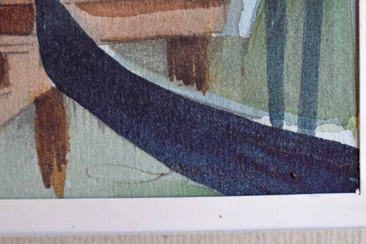 Watercolor Vignette of a Venice Canal Scene