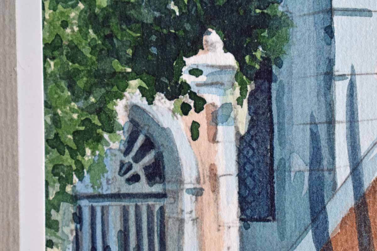 Watercolor Vignette of a Venice Canal Scene