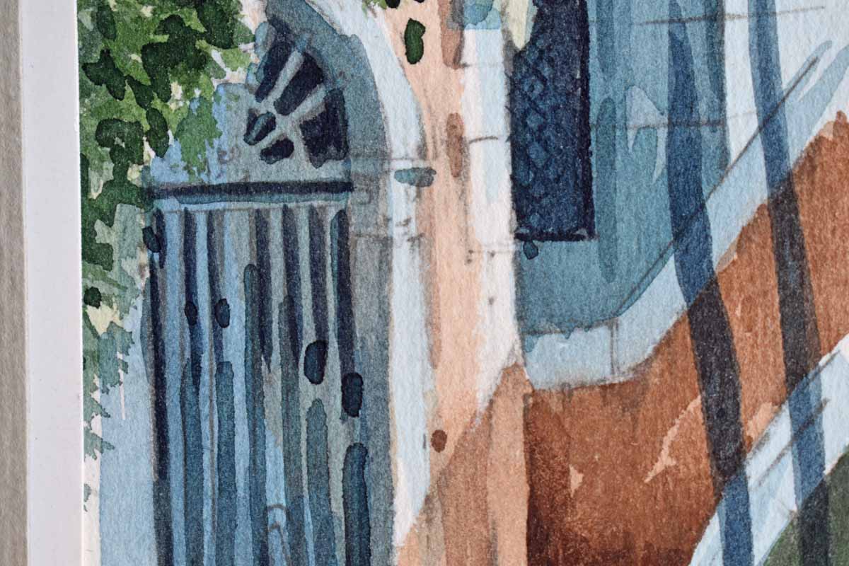 Watercolor Vignette of a Venice Canal Scene