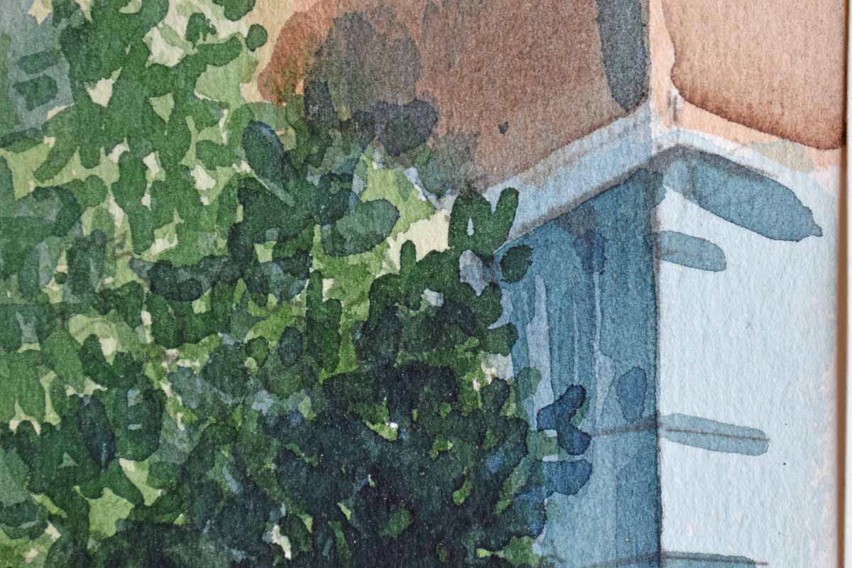Watercolor Vignette of a Venice Canal Scene