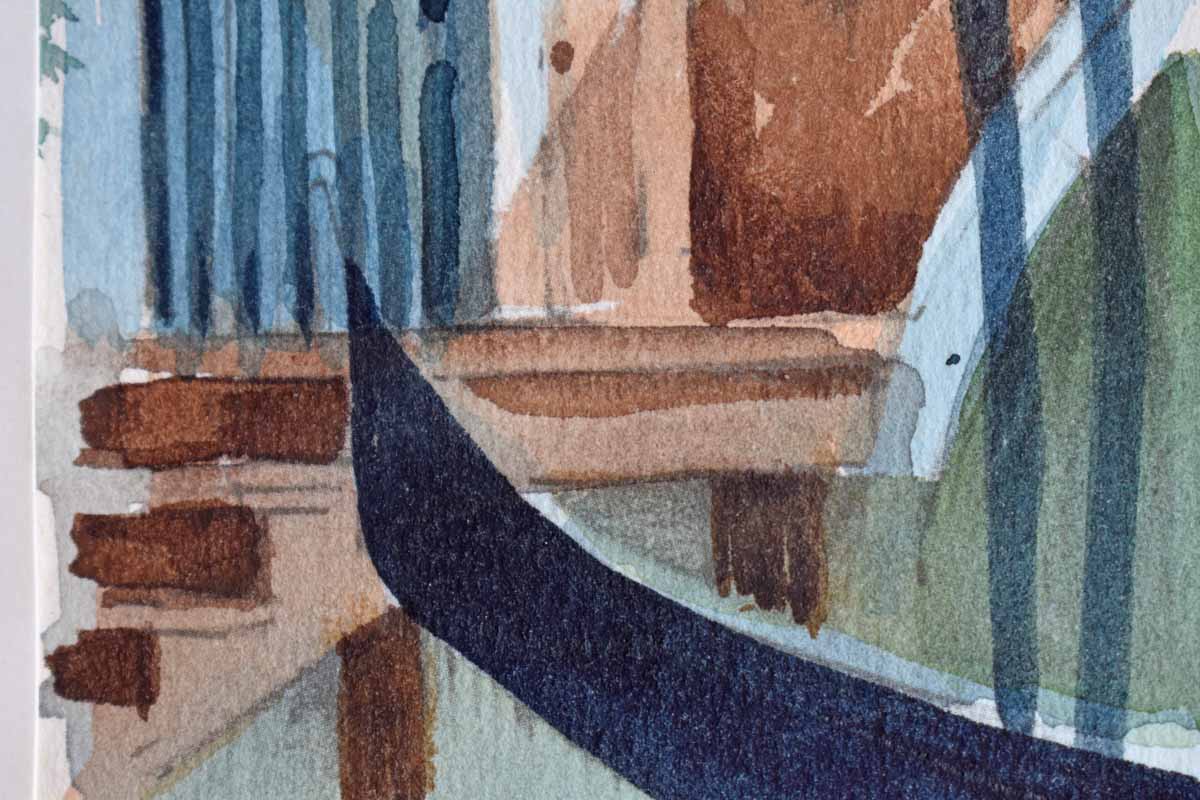 Watercolor Vignette of a Venice Canal Scene