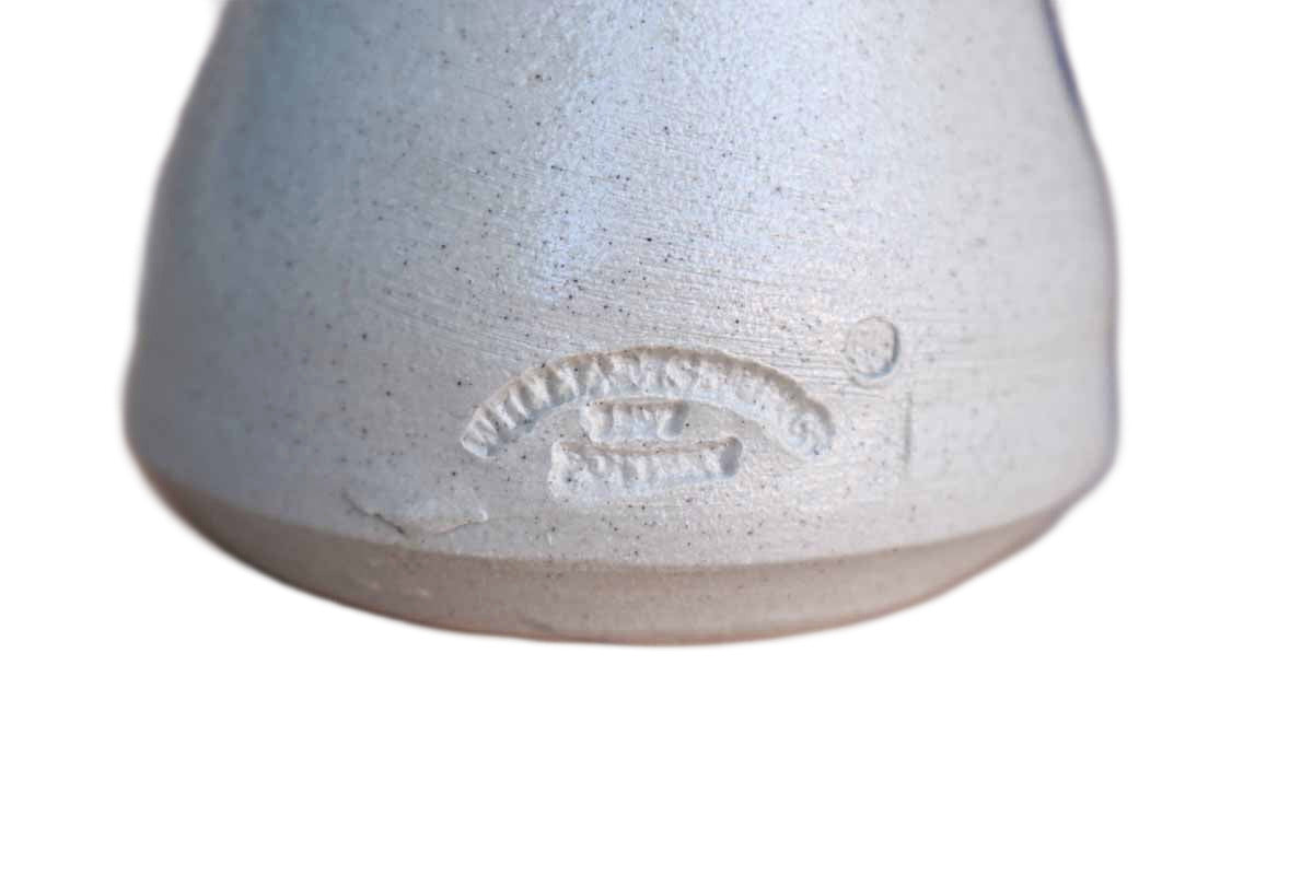 Williamsburg Pottery (Virginia, USA) Small Salt Glazed Stoneware Bud Vase with Blue Flower
