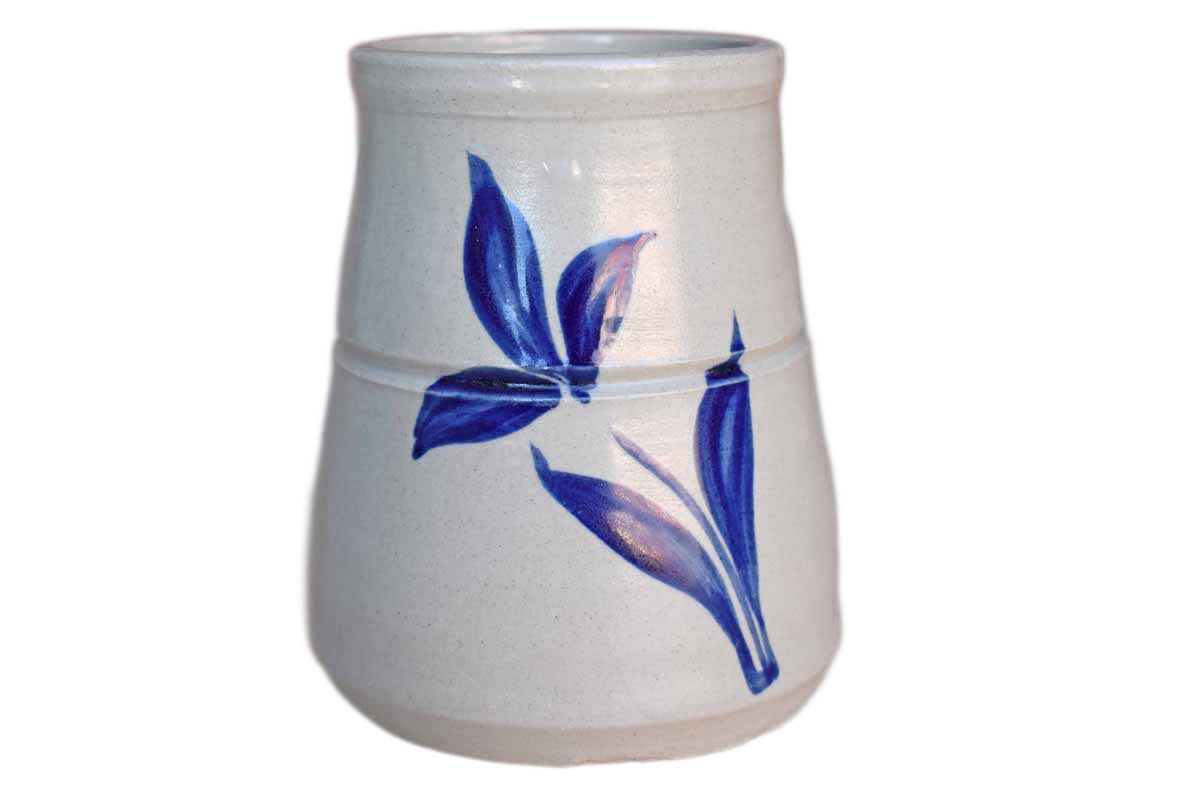 Williamsburg Pottery (Virginia, USA) Salt Glazed Stoneware Simple Cup with Blue Flower