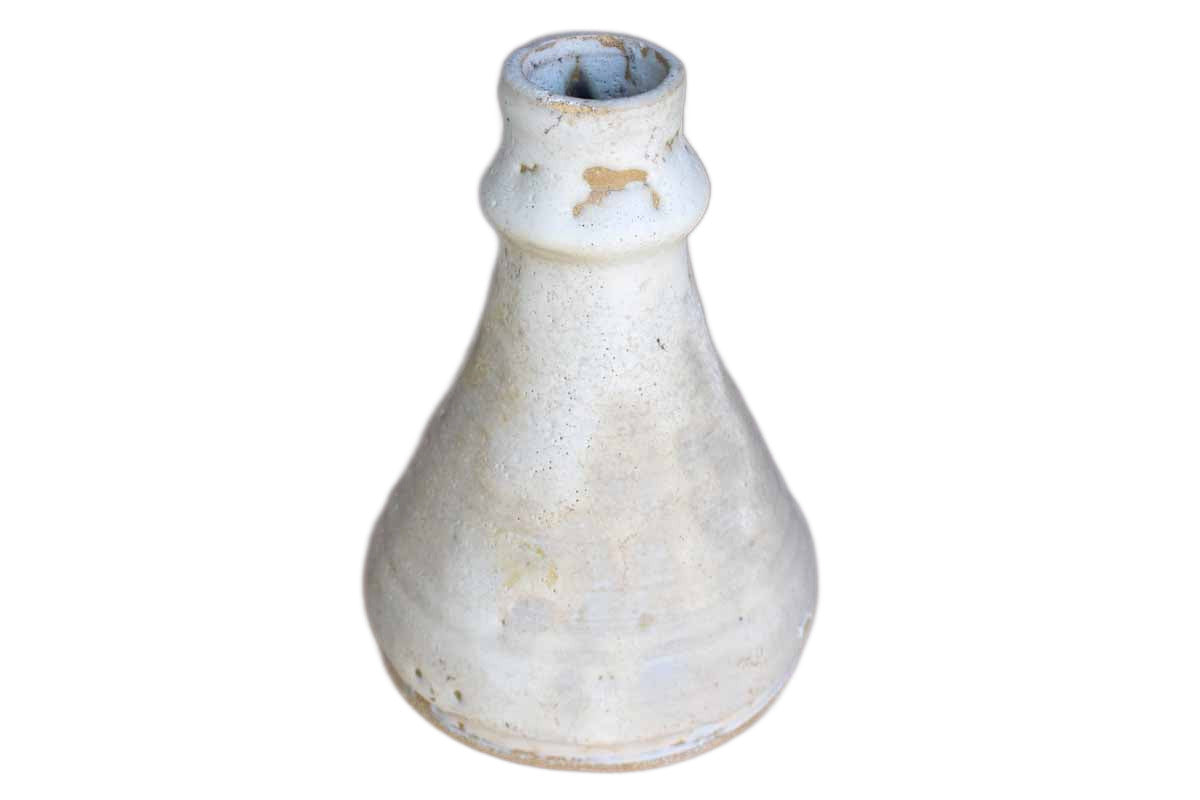 Heavy Rustic Stoneware Vase with Pitted Ivory Glaze