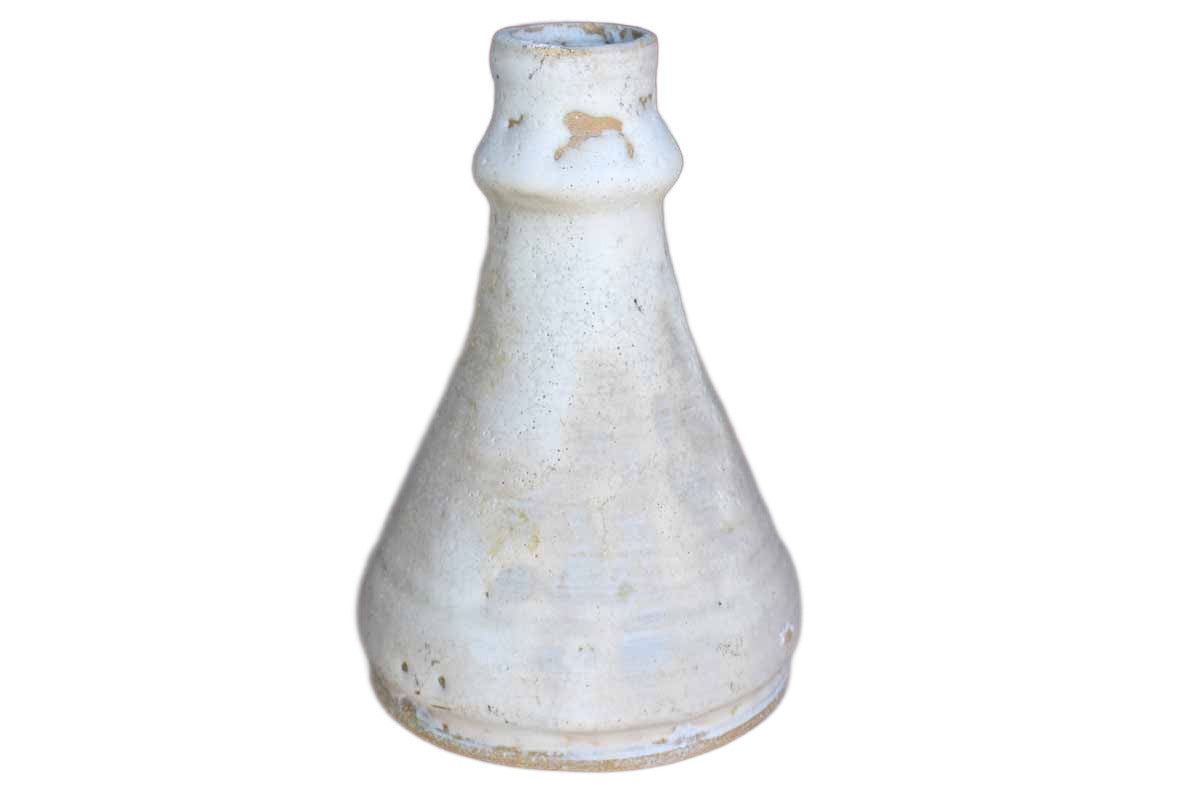 Heavy Rustic Stoneware Vase with Pitted Ivory Glaze