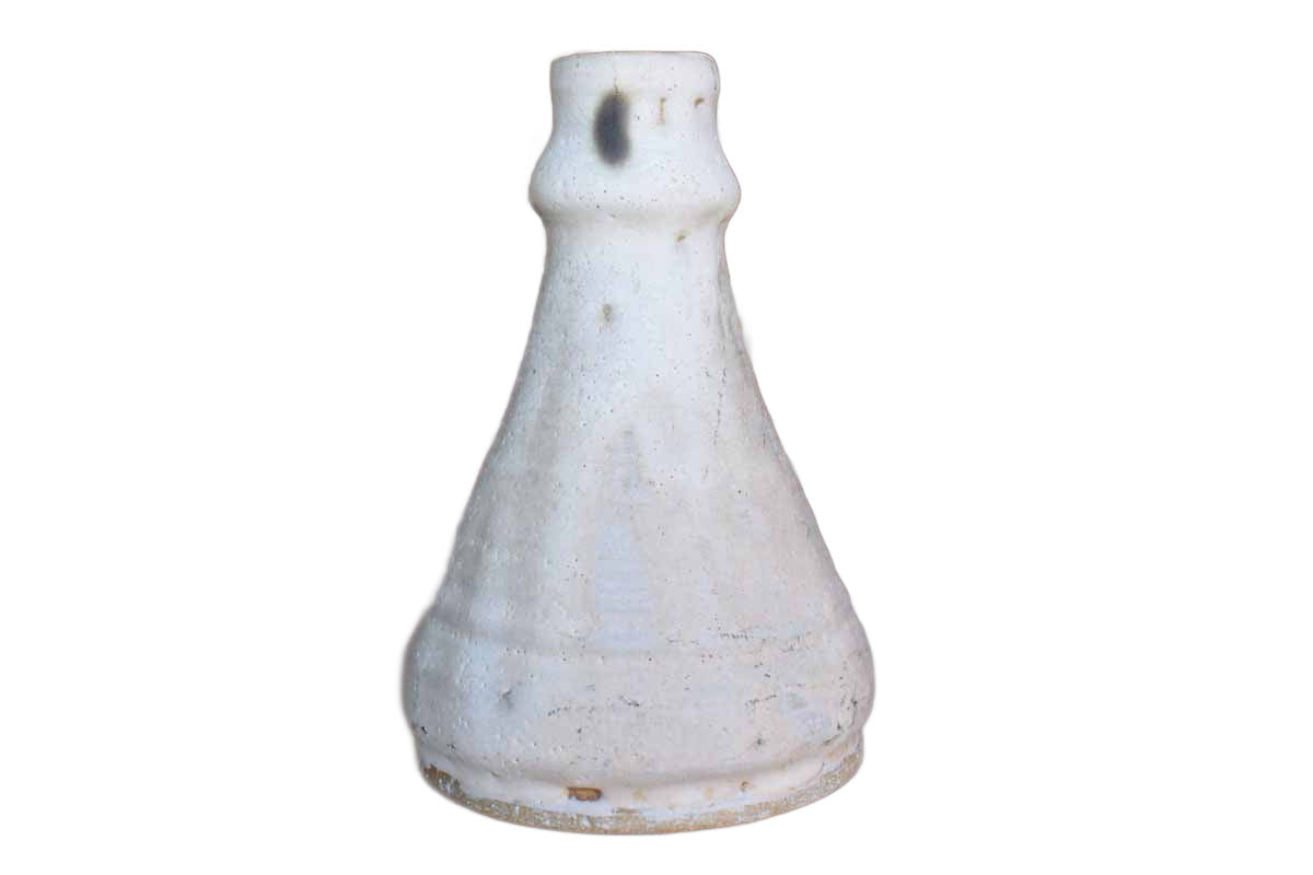Heavy Rustic Stoneware Vase with Pitted Ivory Glaze