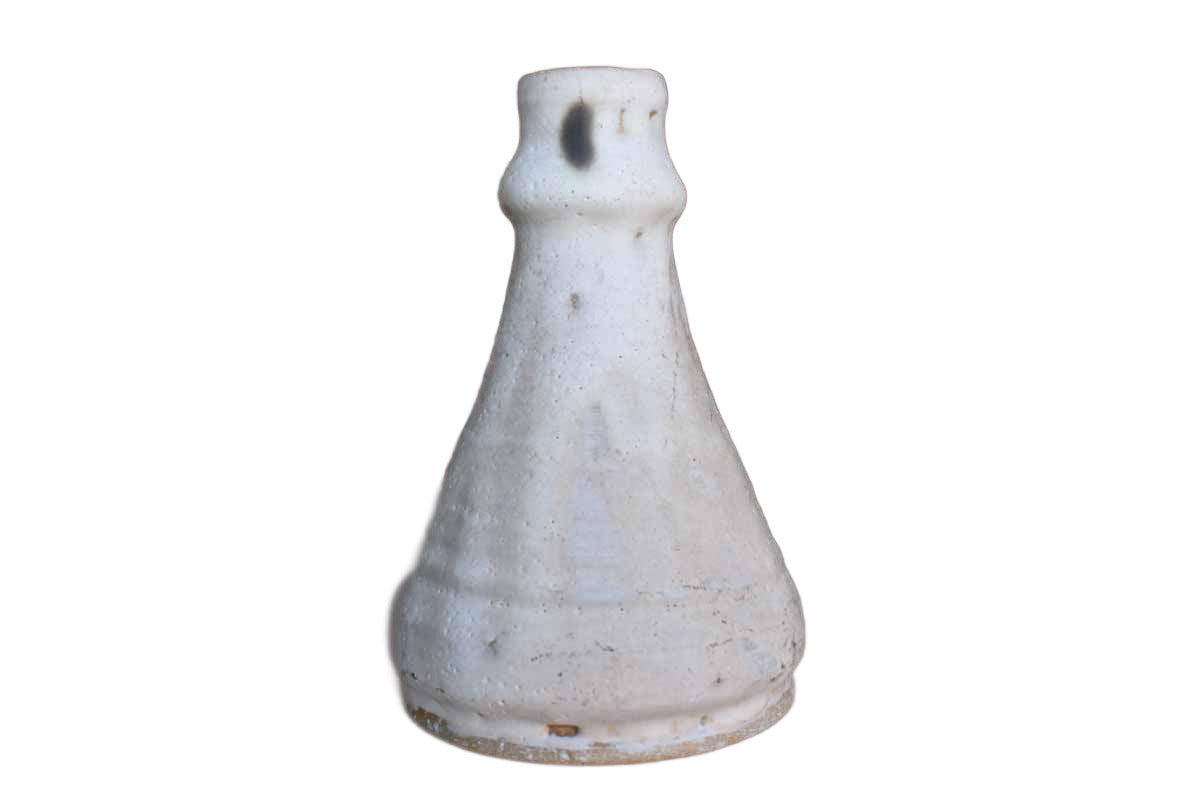 Heavy Rustic Stoneware Vase with Pitted Ivory Glaze