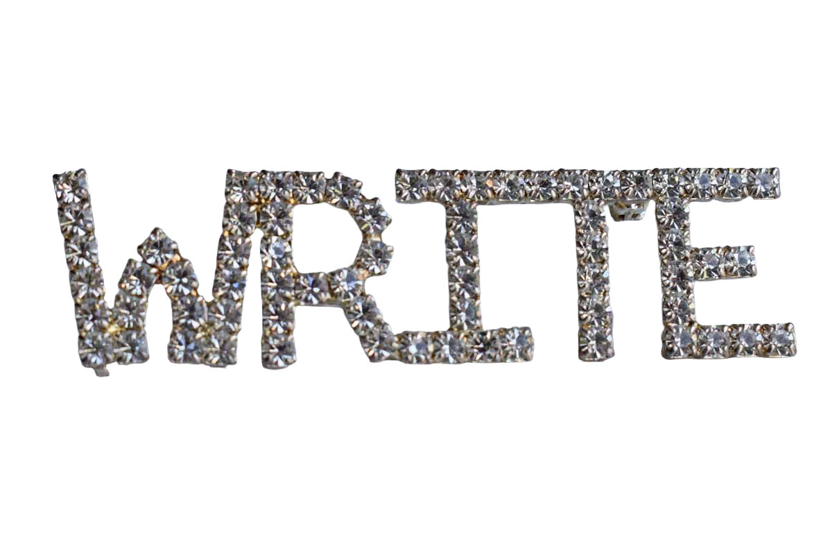 Silver Rhinestone "WRITE" Brooch