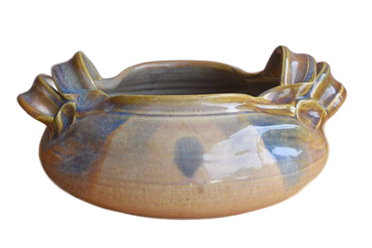 Attractive Blue, Gold and Purple Bowl with Double Handles