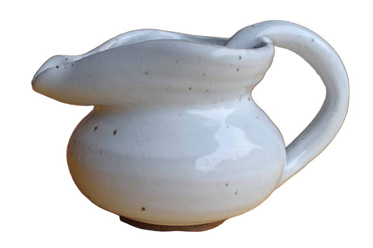 Unique Handmade Stoneware Handled Pitcher with Swooping Handle