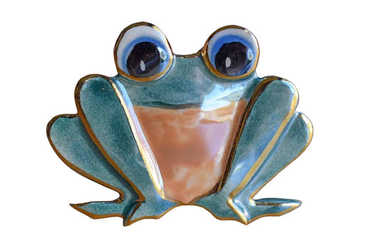 Handmade Ceramic Frog-Shaped Brooch
