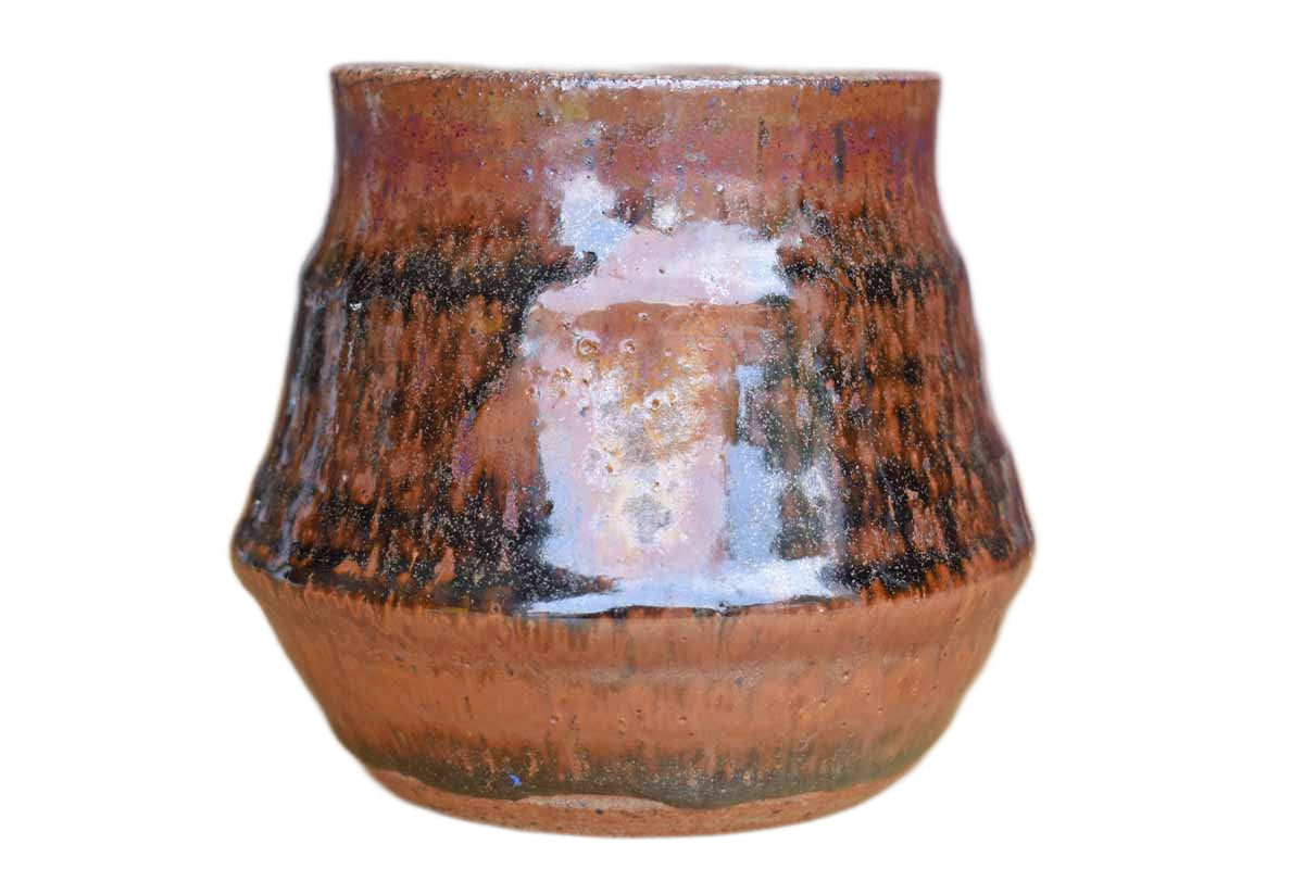 Stoneware Cup with Brown and Black Glazes