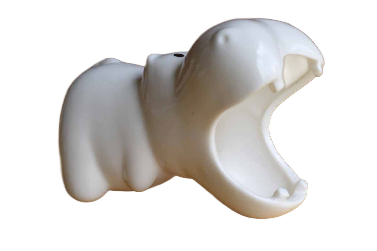 Glossy White Ceramic Hippo Planter or Pencil Cup