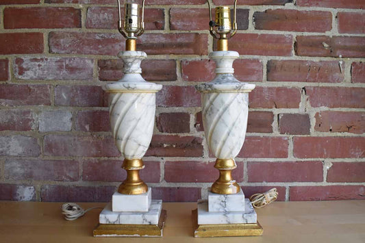 Pair of Italian Marble Lamps (Needs Work/Pickup Only)