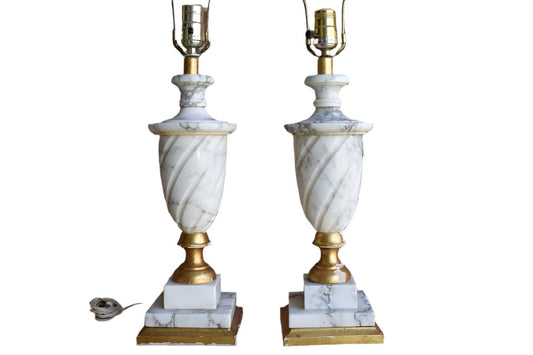 Pair of Italian Marble Lamps (Needs Work/Pickup Only)