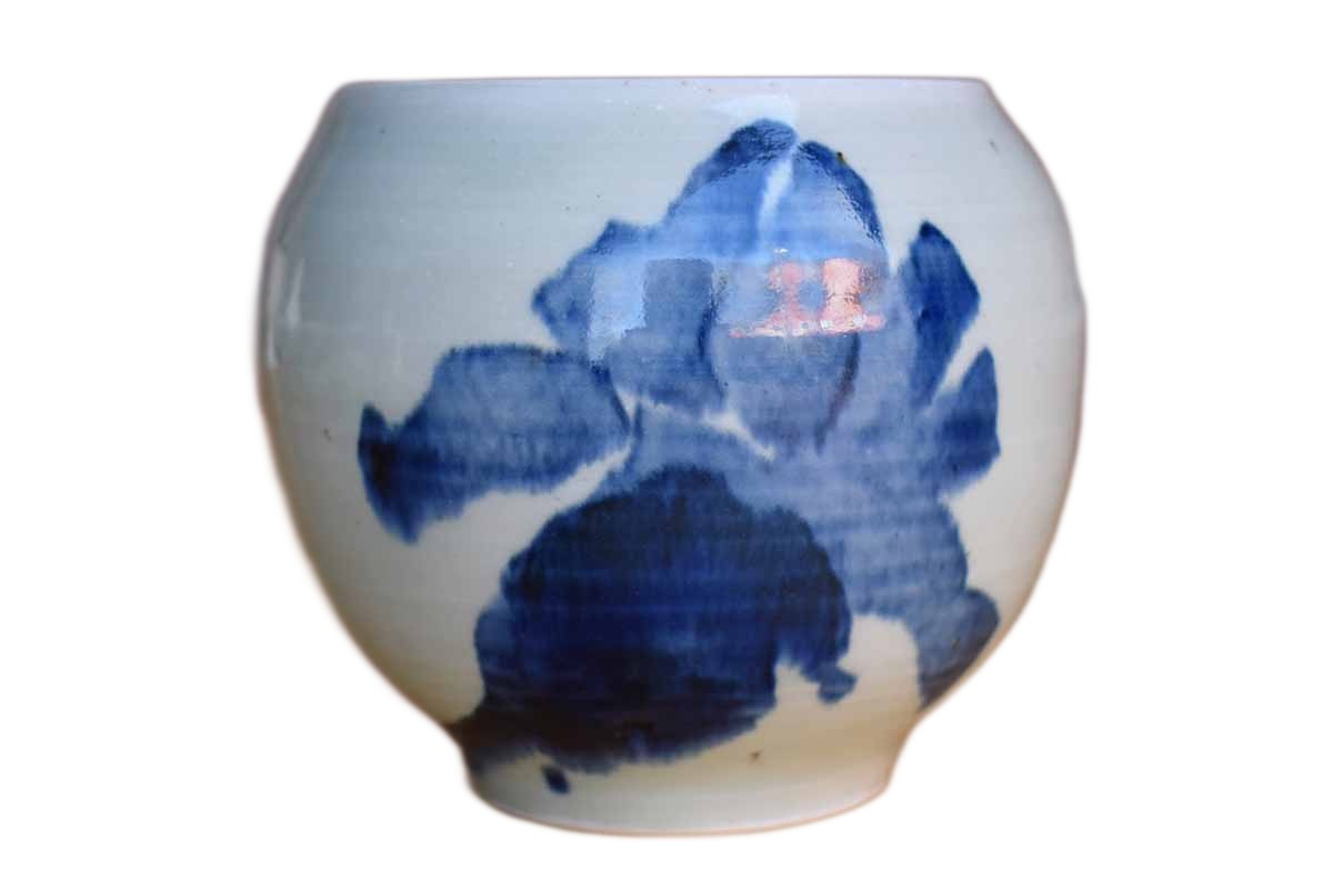 Ceramic Cup with Abstract Blue Flowers