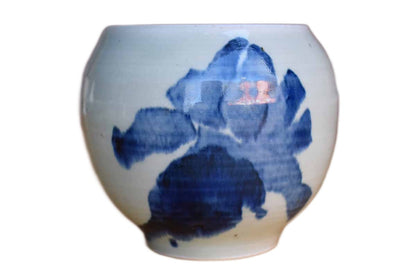 Ceramic Cup with Abstract Blue Flowers