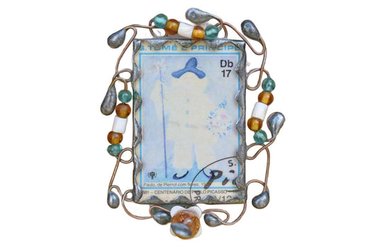 "Portrait of Paulo as Pierrot" Stamp Made into a Custom Brooch/Charm