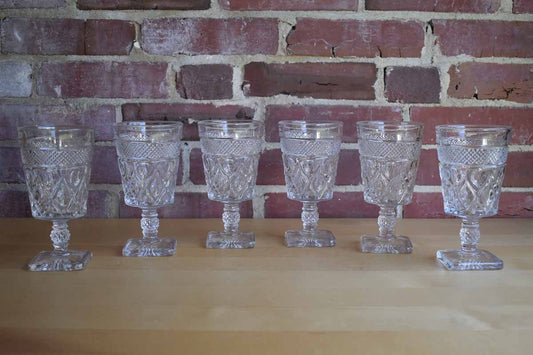 Imperial Glass (Ohio, USA) Cape Cod Clear Water Goblets, Set of Six