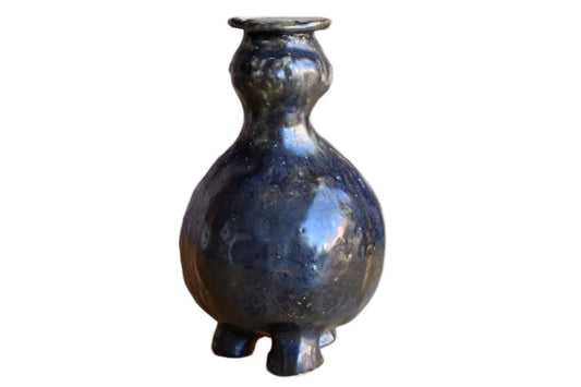 Tan and Gray-Brown Asymetrical Footed Vase