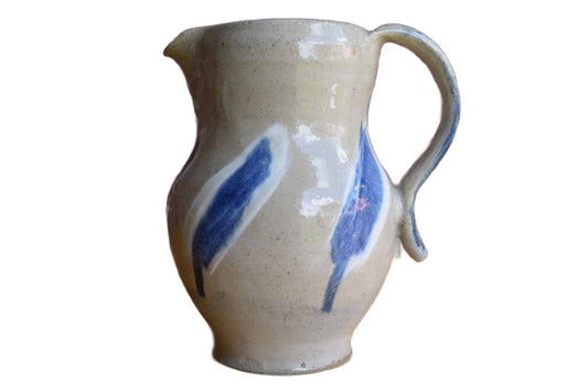Ceramic Pitcher with Blue and White Wisps