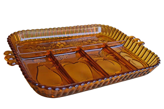 Indiana Glass Company (Indiana, USA) Amber 5-Part Relish Tray