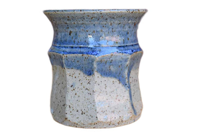 Attractive Speckled Tan and Blue Stoneware Pencil Cup