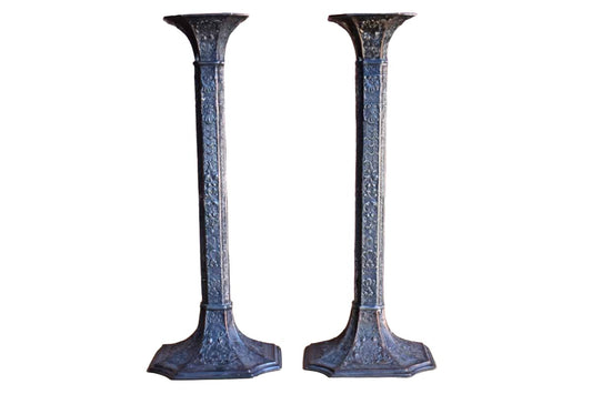Barbours SP International Silverplate Candlesticks, A Pair