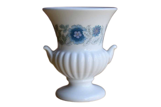 Wedgwood (England) Bone Chine Urn Bud Vase with Blue and Purple Flowers