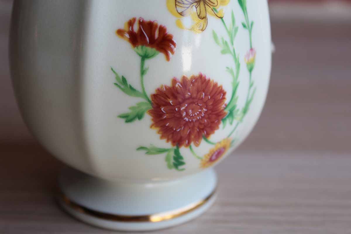 Royal Heritage China Porcelain Pitcher with Red and Yellow Flowers