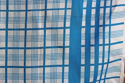 Large Blue and White Striped Polyester Scarf
