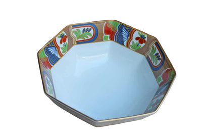 Sango China Nara Pattern Serving Bowl with Floral and Geometric Rim
