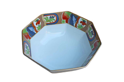 Sango China Nara Pattern Serving Bowl with Floral and Geometric Rim