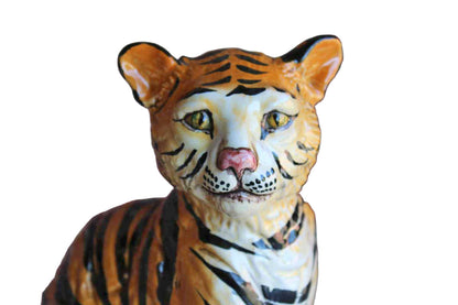 Paolo Marioni Ceramiche D'Arte (Italy) Handmade Ceramic Sitting Tiger Figurine