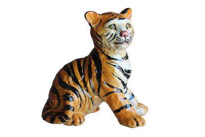 Paolo Marioni Ceramiche D'Arte (Italy) Handmade Ceramic Sitting Tiger Figurine