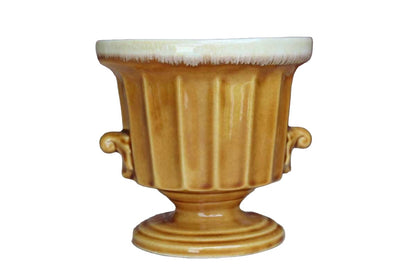 Ceramic Gold Urn-Shaped Planter with Lava Glazed Rim