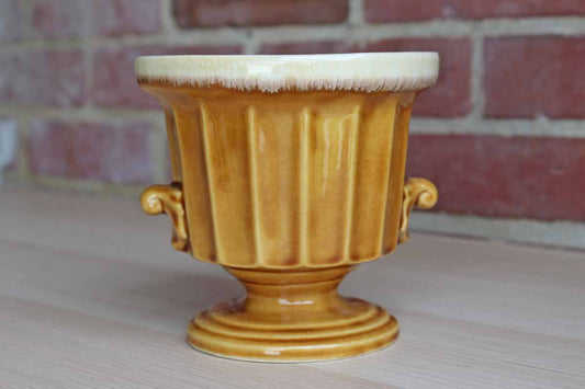 Ceramic Gold Urn-Shaped Planter with Lava Glazed Rim