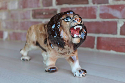 Ceramic Hand-Painted Roaring Lion Figurine