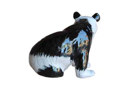Handmade and Painted Ceramic Panda Bear Figurine, Made in Italy