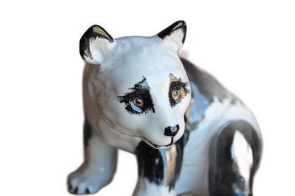 Handmade and Painted Ceramic Panda Bear Figurine, Made in Italy
