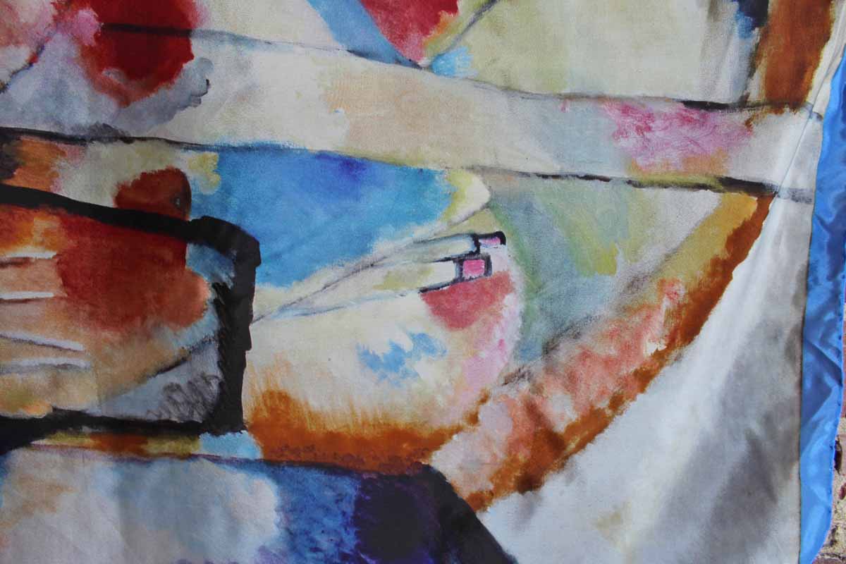 Art & Fact Italy) 100 Silk Scarf Depicting Landschaft mit rote