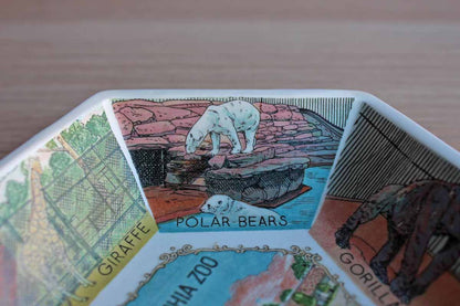 Philadelphia Zoo Souvenir Dish Decorated with Zoo Animal Scenes